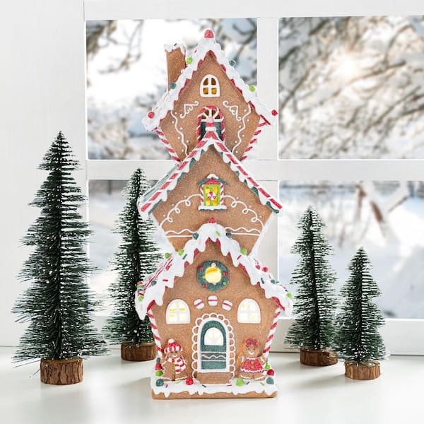 Glitzhome 18.5 in. H Lighted Resin Christmas Gingerbread House
