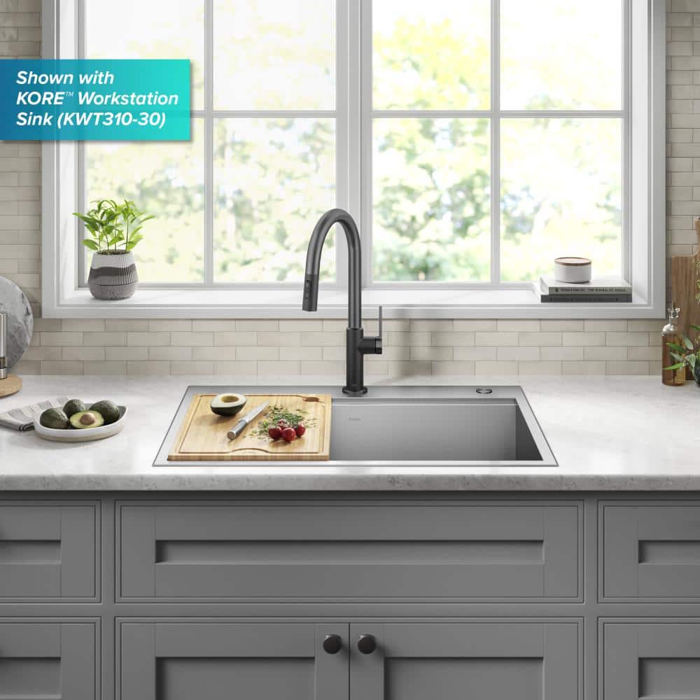 Matte Black Stainless Steel Pull-Down Kitchen Faucet with Spray