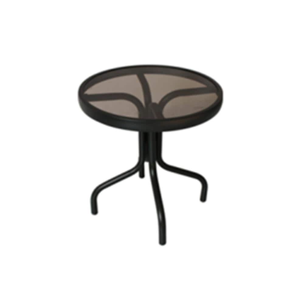 LIVING ACCENTS Icarus Brown Round Aluminum Outdoor Side Table 8048152