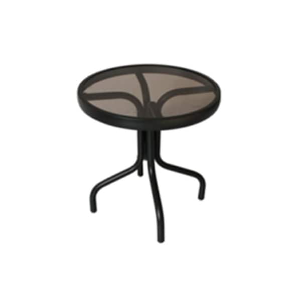 LIVING ACCENTS Icarus Brown Round Aluminum Outdoor Side Table
