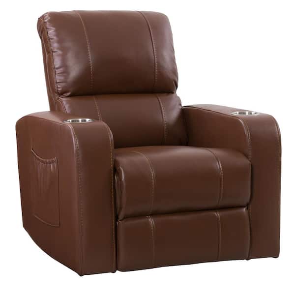 Corliving Tucson Home Theater Single, Brown Leather Recliners