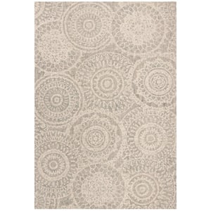 Abstract Ivory/Gray 10 ft. x 14 ft. Geometric Medallion Area Rug