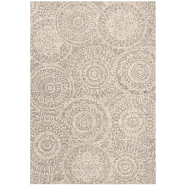 SAFAVIEH Abstract Ivory/Gray 10 ft. x 14 ft. Geometric Medallion Area Rug