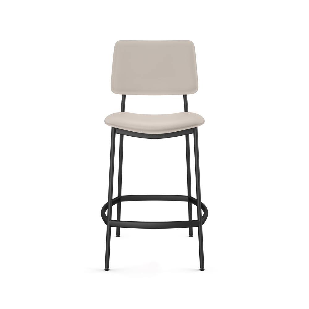Sullivan 24" Cream Faux Leather & Black Metal Counter Stool