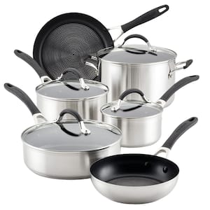Steel Shield SE Series 10-Piece Stainless Steel Nonstick Cookware Set in Silver