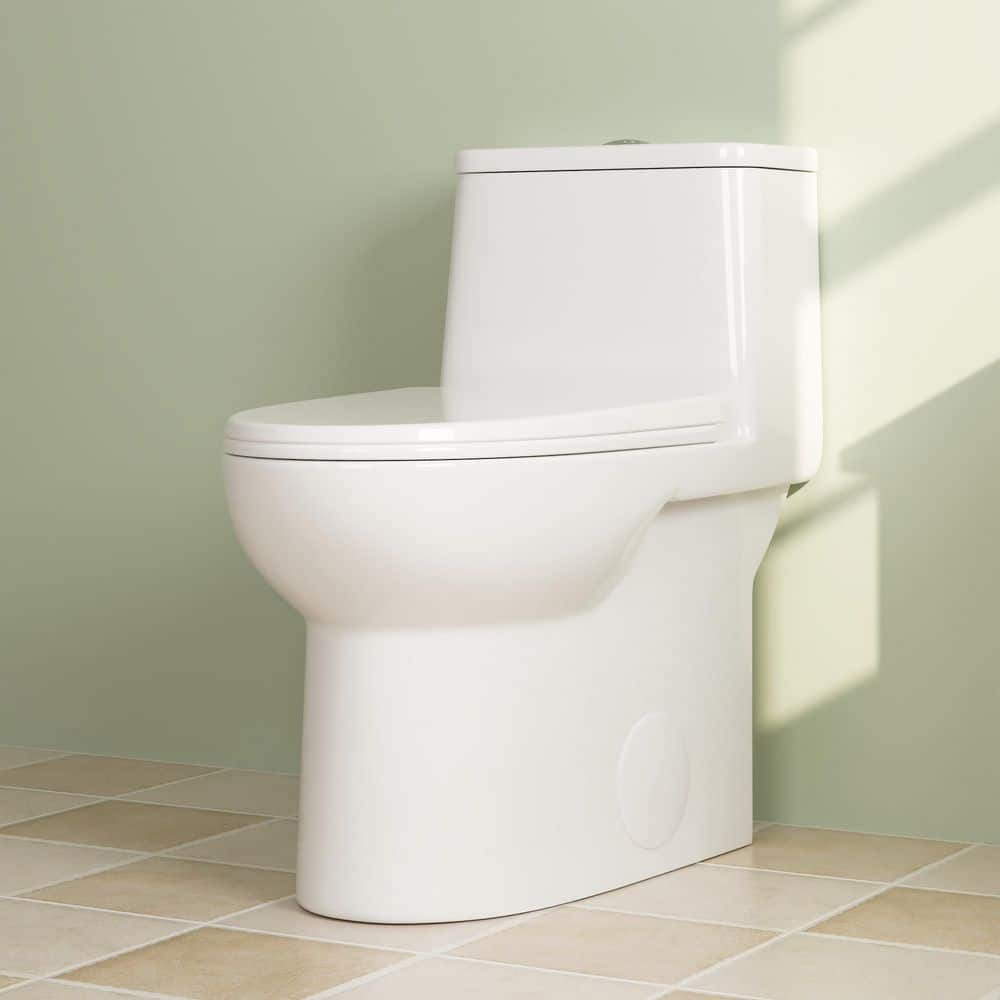 DEERVALLEY Ursa 12 in. Rough In 1-Piece 1.1/1.6 GPF Dual Flush Elongated ADA Compliant Height Toilet in White with Soft Closed Seat