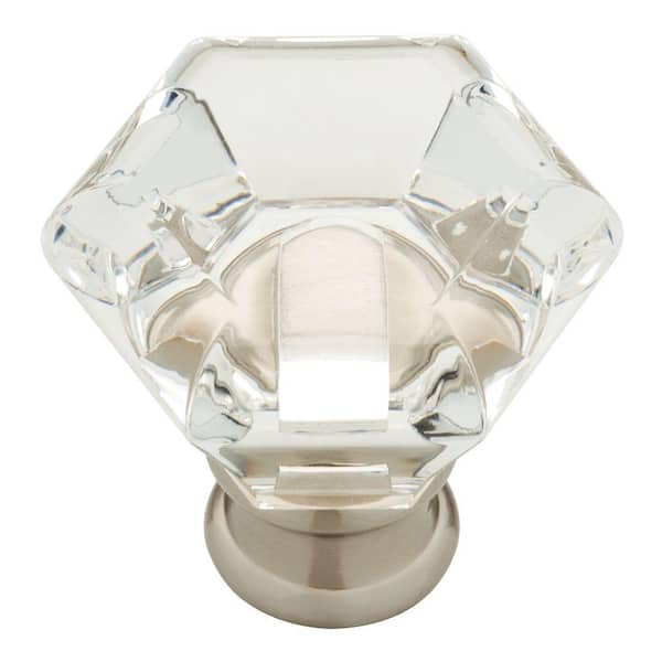 Liberty Faceted Acrylic 1-3/4 in. (45 mm) Satin Nickel and Crystal Cabinet Knob