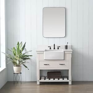 Wesley 36 in. W x 22 in. D Bath Vanity in Weathered White with Engineered Stone Top in Ariston White with White Sink