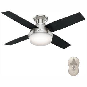 Dempsey 44 in. Low Profile LED Indoor Brushed Nickel Ceiling Fan with Light Kit and Universal Remote