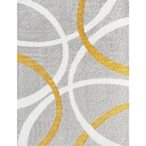 Uptown Shag Abstract Silver 5 ft. x 8 ft. Indoor Area Rug