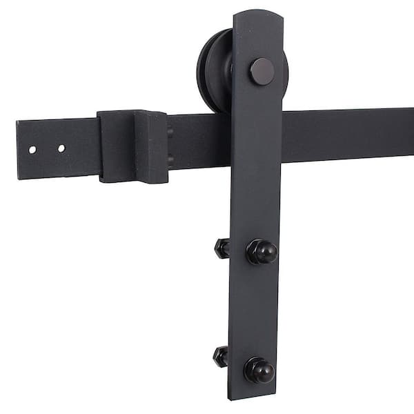 144 in. Matte Black Classic Straight Strap Sliding Barn Door Hardware (2-Set) 144 in. Matte Black Classic Straight Strap Sliding Barn Door Hardware (2-Set)