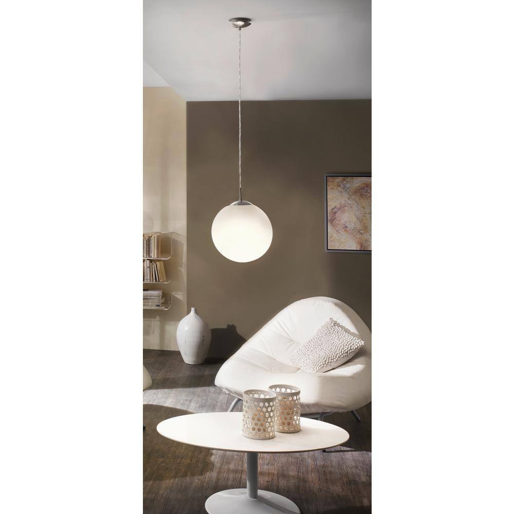 Modern Globe Nickel & Glass Pendant Light with Adjustable Height