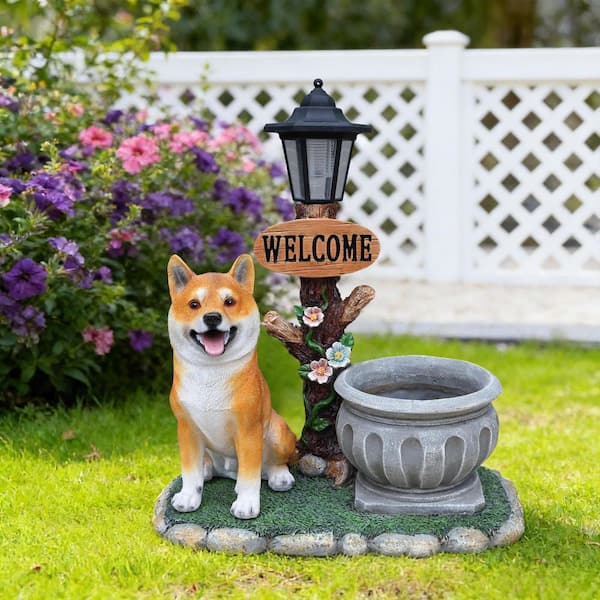 Pit the Massive Dog コンランACTUS vitra VAMOP Large Brown Resin Sitting Akita Dog Planter Garden Statue