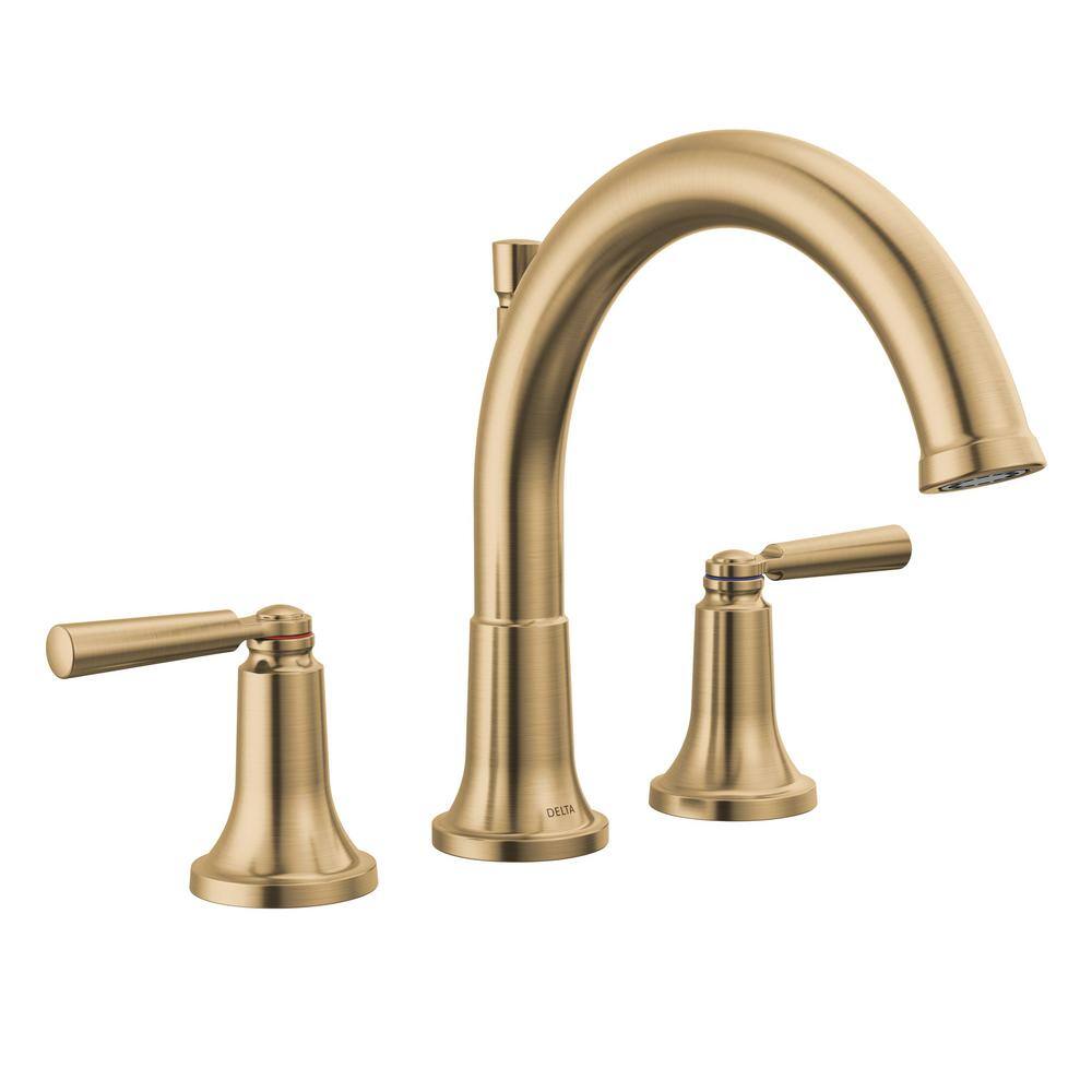 Delta Saylor 2-Handle Deck Mount Roman Tub Faucet Trim Kit in Champagne ...