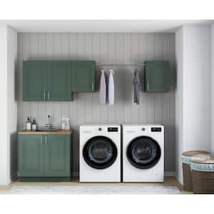 Greenwich Aspen Green Plywood Shaker Stock Ready to Assemble Kitchen-Laundry Cabinet Kit 24 in. x 84 in. x 106 in.