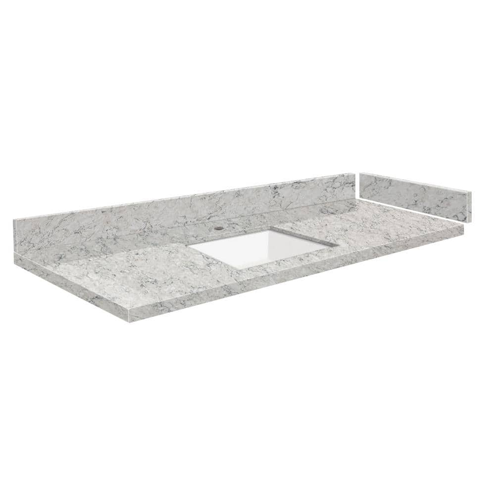 Silestone 49.5 in. W x 22.25 in. D Quartz White Rectangular Single Sink Vanity Top in Pietra -  Transolid, 608197339974