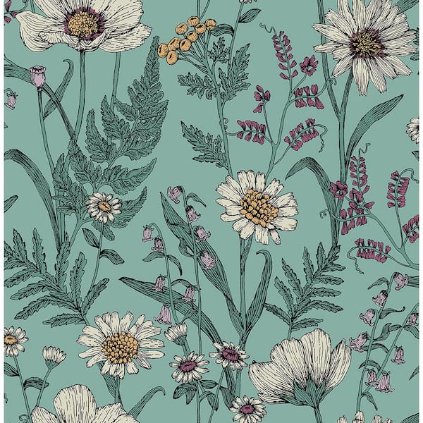 Fine Decor Arden Blue Wild Meadow Wallpaper Sample