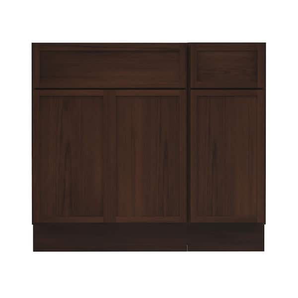 36 in. W x 21 in. D x 32.5 in. H Bath Vanity Cabinet without Top in Brown (Unassembled)