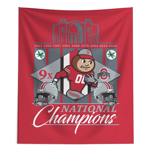 THE NORTHWEST GROUP Ohio State Buckeyes NCAA 2024 FBC 9X Champs Multi-Color Wall Hanging 50 in. H x 60 in. W