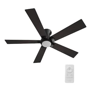 Armoy 52 in. Integrated LED Indoor Matte Black 10-Speed DC Ceiling Fan with Light Kit Color Changing Remote Control