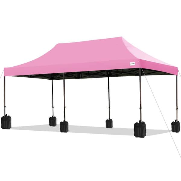 JEAREY 20 ft. x 10 ft. Pink Pop Up Canopy Tent Instant Outddor Canopy