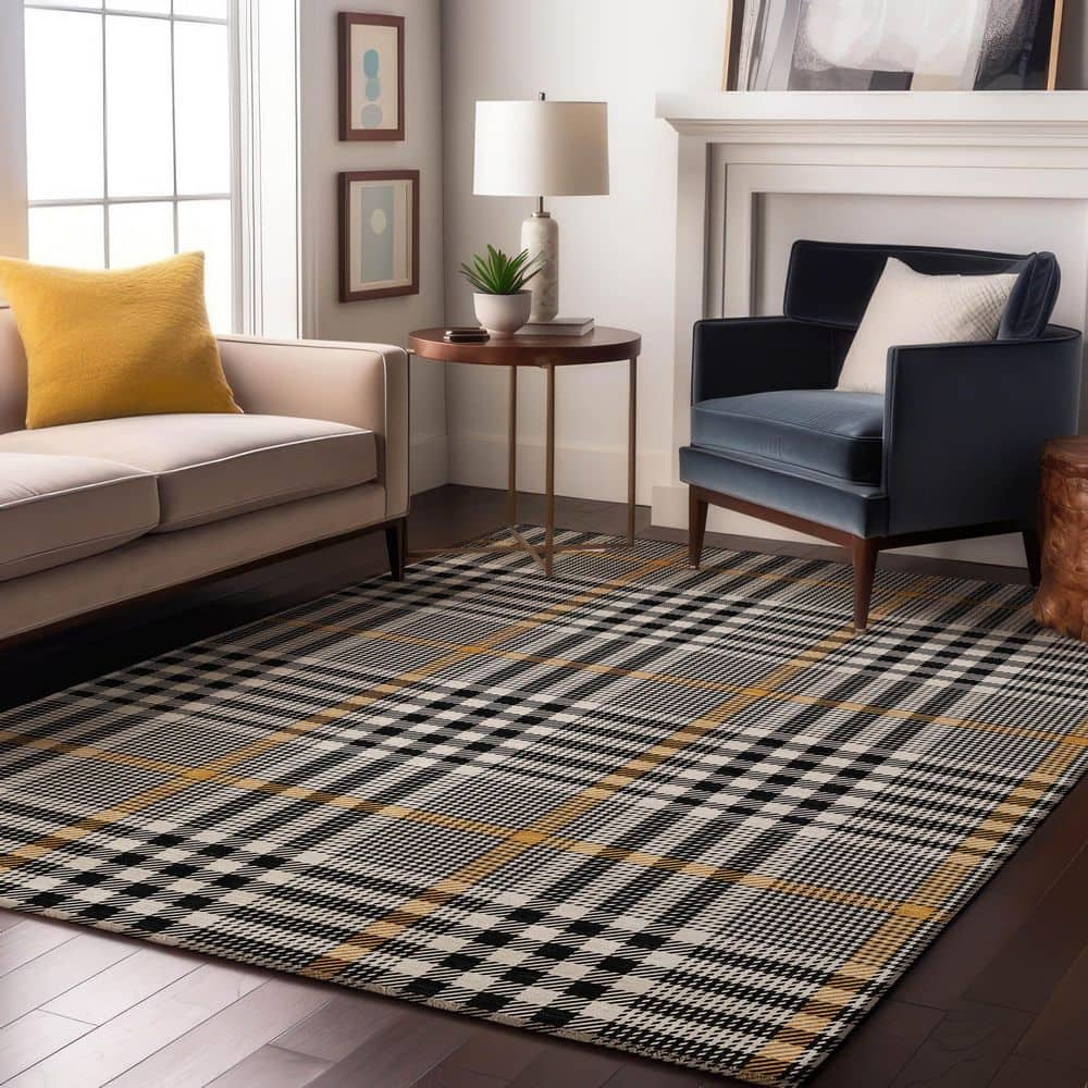 Mayfield Premium Machine Washable Abstract AMF1054 Black 5 ft. x 7 ft. 6 in. Area Rug price history on PriceWatchPro