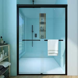 50 in. to 54 in. W x 72 in. H Sliding Framed Shower Door in Matte Black with Clear Glass Double Sliding Reversible