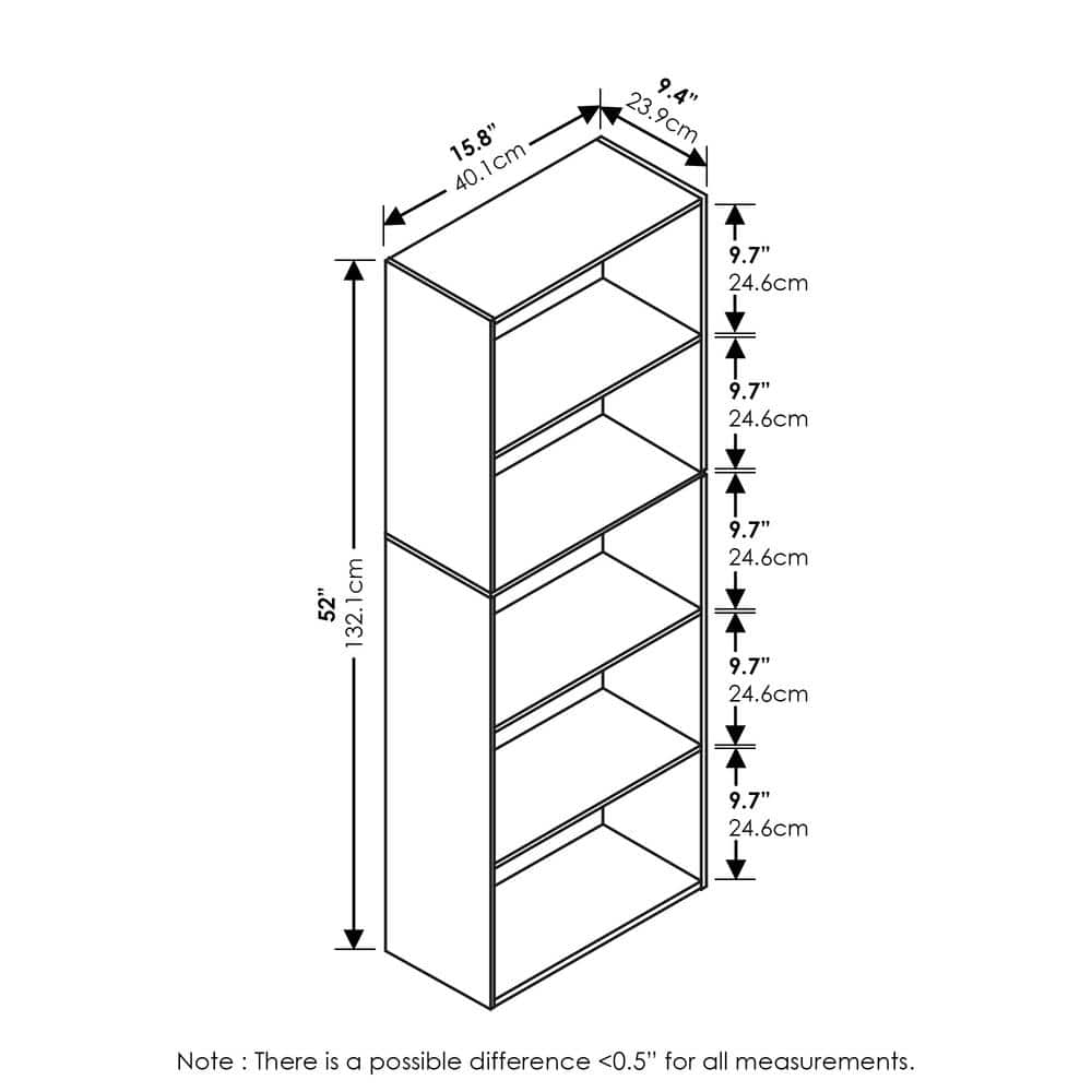Blackwood Tall 5-Tier Vertical Storage Bookcase