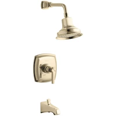 Margaux Single-Handle 1-Spray 2.5 GPM Tub and Shower Faucet with Lever Handle in Vibrant French Gold