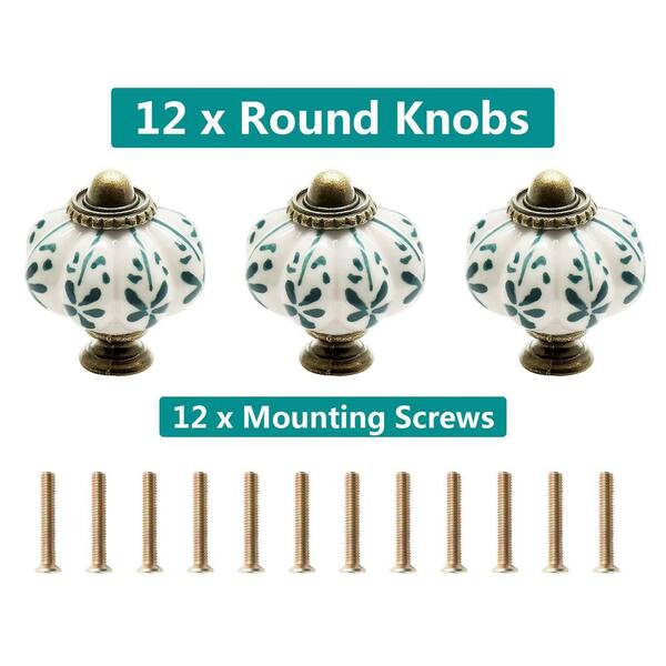 Uxcell 10-Pack Ceramic Pumpkin Knobs – Vintage Black Drawer Pulls With Screws, 38mm, For Cabinets, Wardrobes, Closets & Cupboards
