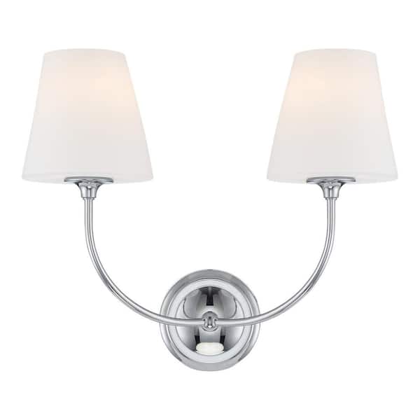 Crystorama Sylvan 2 Light Polished Chrome Wall Sconce