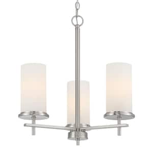 Haisley 3-Light Brushed Nickel Chandelier with White Glass Shades