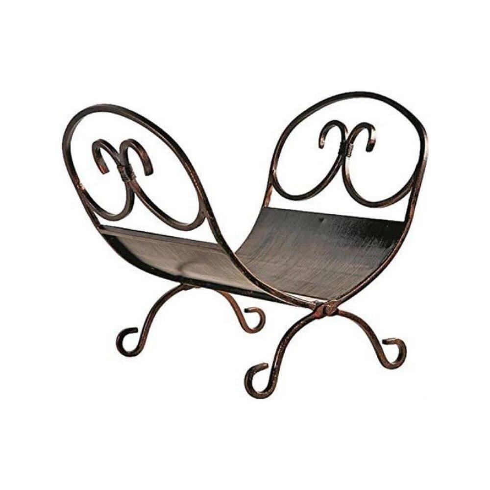 20 in. W Heavy Duty Iron with Antique Bronze Firewood Rack HP77DVCYSQ ...