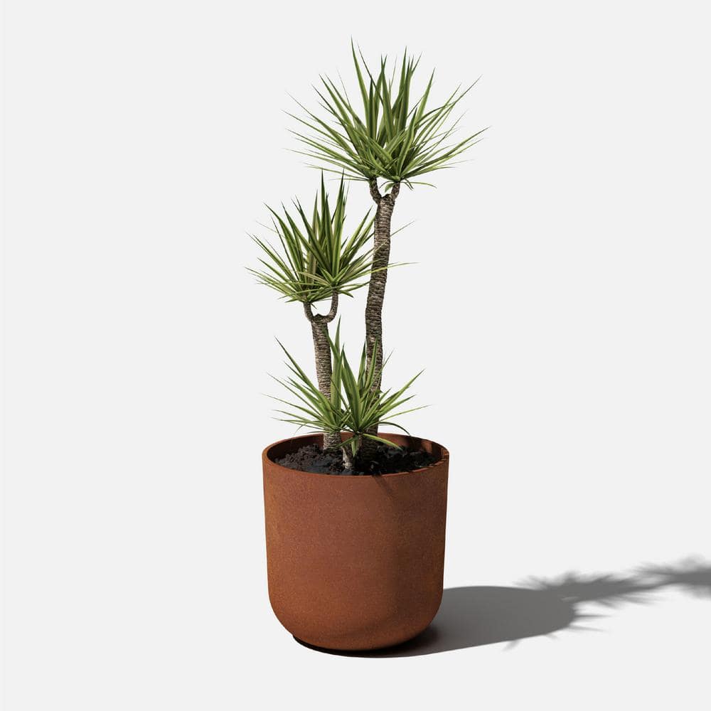 Rust Round Plastic-Steel Outdoor Planter, 15 inch