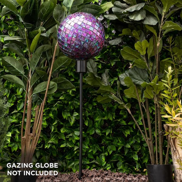 31 in. Tall Outdoor Metal Gazing Globe Display Stand, Black