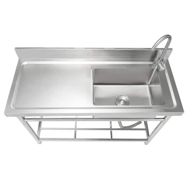 Stainless Steel Utility Sink,1 Compartment Free Standing Small Sink,47.2in.x19.7in.x37.4in.Commercial Single Bowl Sinks