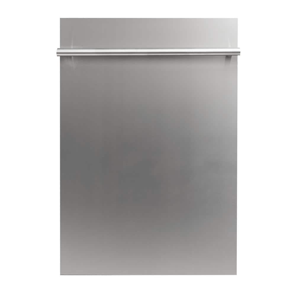 ZLINE Kitchen and Bath 18 in. Top Control 6-Cycle Compact Dishwasher with 2 Racks in Stainless Steel & Modern Handle, Custom Panel Ready