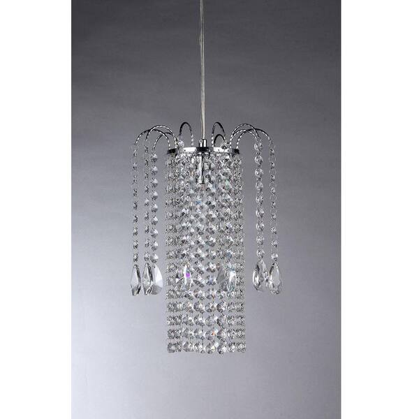 Warehouse of Tiffany Fondue Crystal 1-Light Chrome Chandelier with Shade