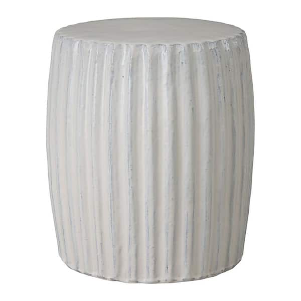 18 in. H Glossy Glaze White Round Ceramic Garden Stool