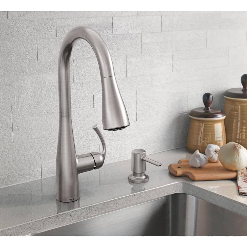 Essie Spot Resist Stainless Steel Pull-Down Kitchen Faucet with Soap Dispenser