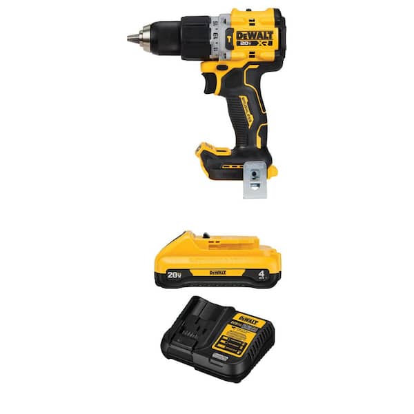20V Lithium-Ion Compact Cordless 1/2 in. Hammer Drill with 20V MAX Compact 4.0Ah Battery and 12V to 20V MAX Charger