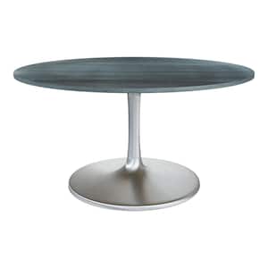 Metropolis 59.1 in. Round Black Marble Top with MDF Frame Dining Table (Seats 4)