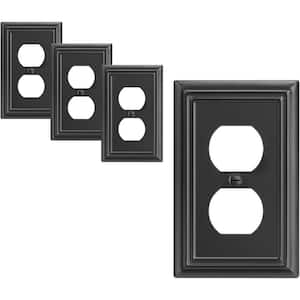 1-Gang Black Duplex Outlet Metal Wall Plates (4-Pack)