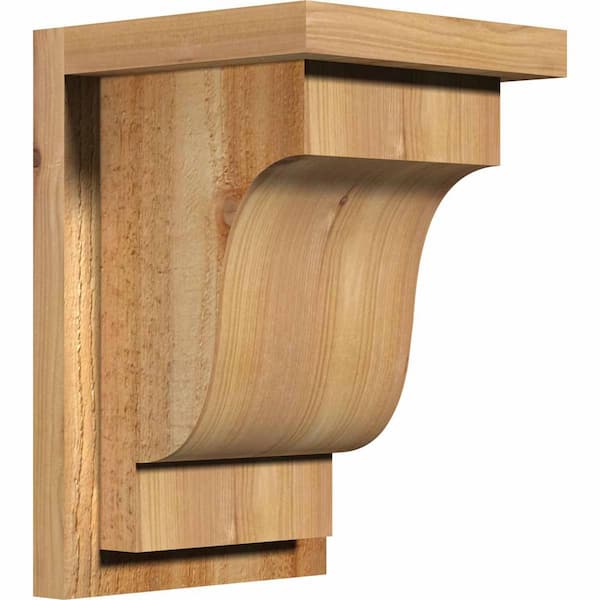 Ekena Millwork 8 in. x 8 in. x 12 in. Western Red Cedar Newport Rough Sawn Corbel with Backplate