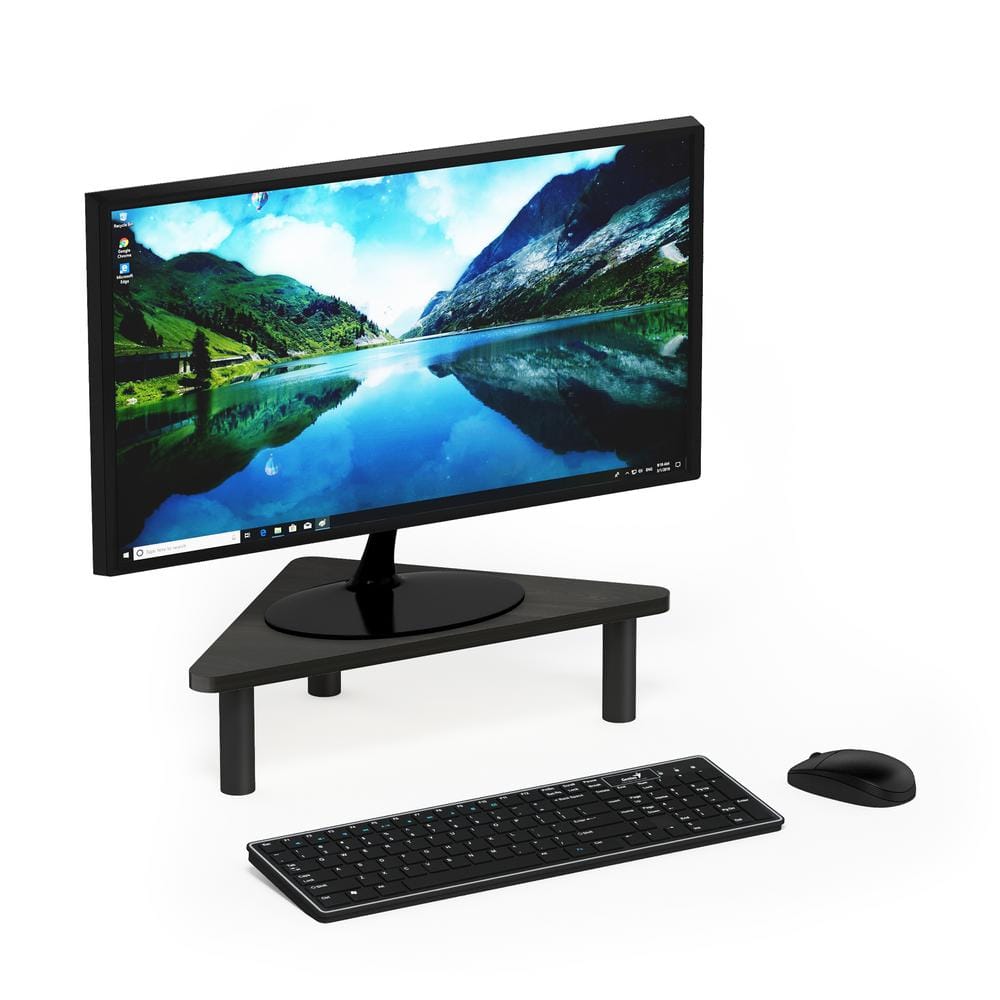 Espresso and Black Wood Corner Monitor Riser Stand
