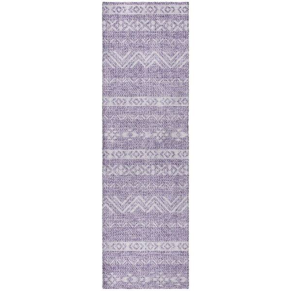 Dream Shag Premium Machine Washable Abstract ADS803 Purple 2 ft. x 7 ft. Runner Rug