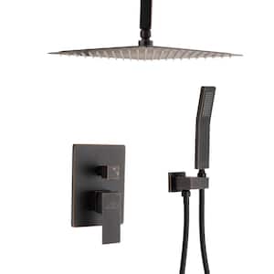 2-Function 12 in.Ceiling-Mounted Shower System with Handheld Shower in Oil Rubbed Bronze