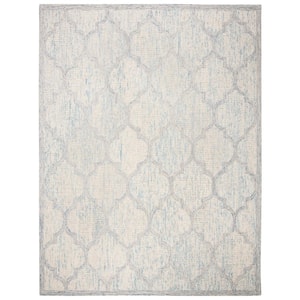 Abstract Ivory/Light Blue 9 ft. x 12 ft. Distressed Quatrefoil Area Rug