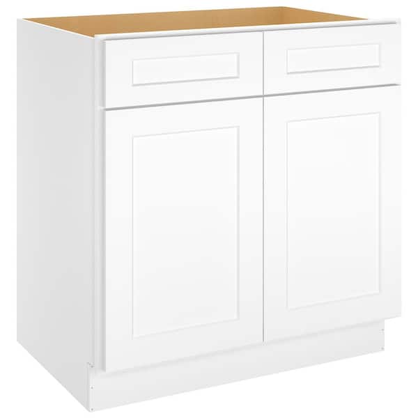 HOMEIBRO 33-in W X 24-in D X 34.5-in H in Shaker White Plywood Ready to Assemble Floor Sink Base Kitchen Cabinet