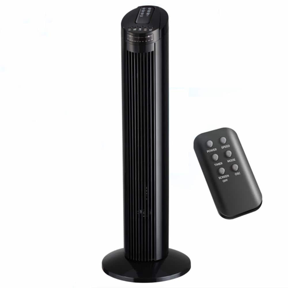 Aoibox 29 in. 3 Fan Speeds Bladeless Oscillating Tower Fan in Black ...